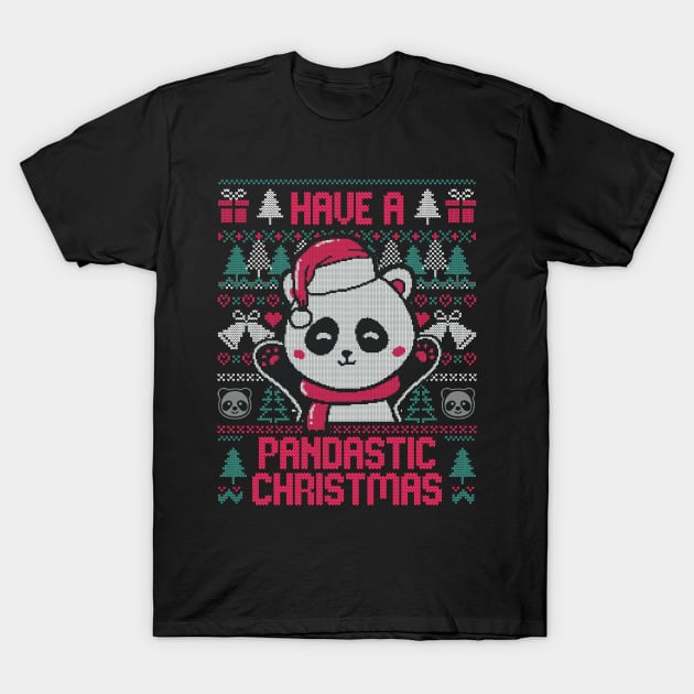 Pandastic Christmas - Funny Ugly Sweater Xmas Panda Gift T-Shirt by eduely